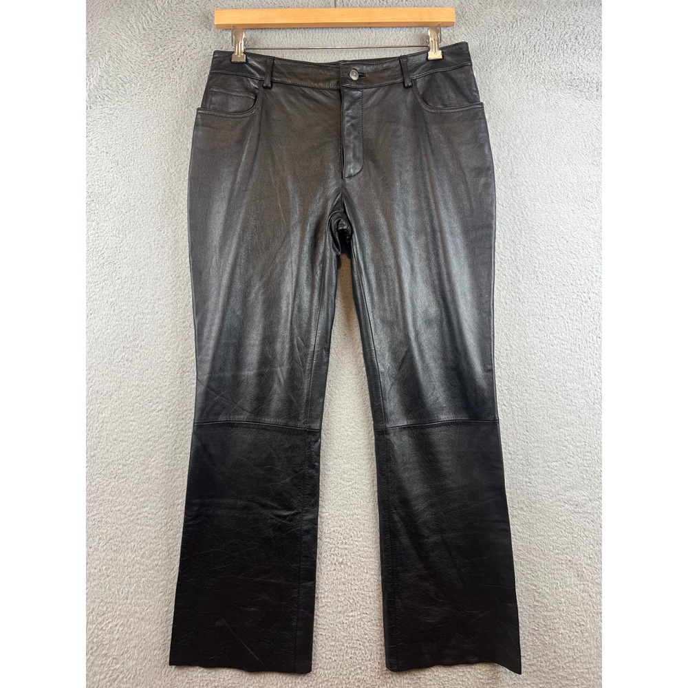Vintage Wilsons Leather Maxima Black Leather Pants Straight Leg Women 14 Moto